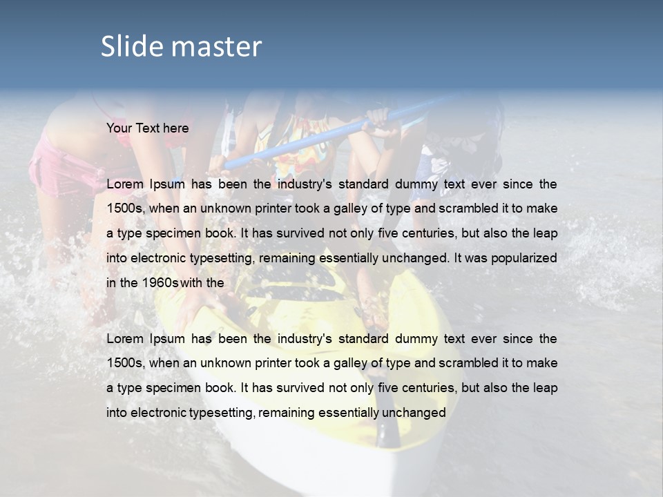 White Clouds Outside Mixed Race PowerPoint Template