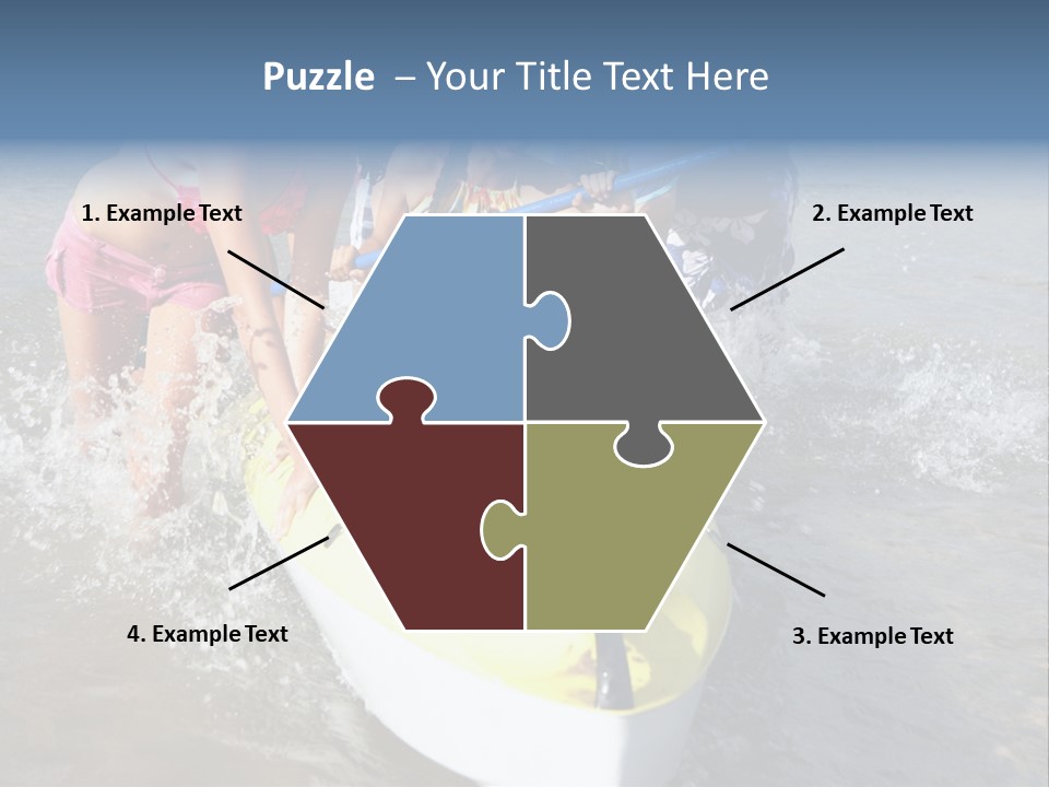 White Clouds Outside Mixed Race PowerPoint Template