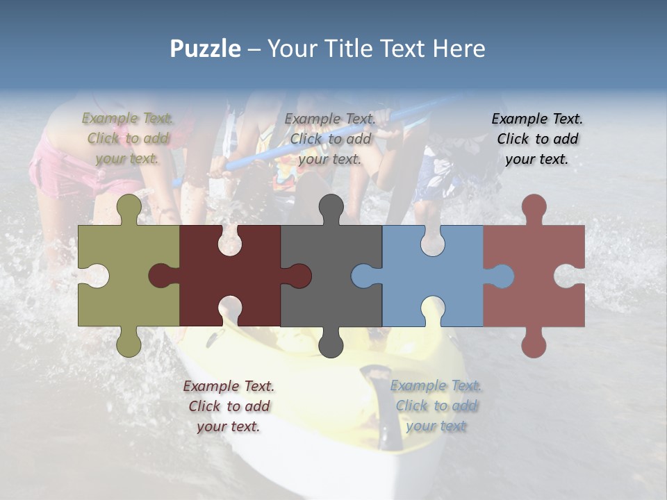 White Clouds Outside Mixed Race PowerPoint Template