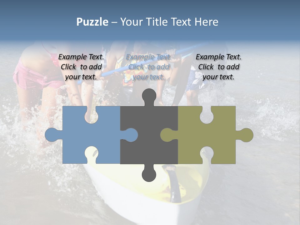 White Clouds Outside Mixed Race PowerPoint Template