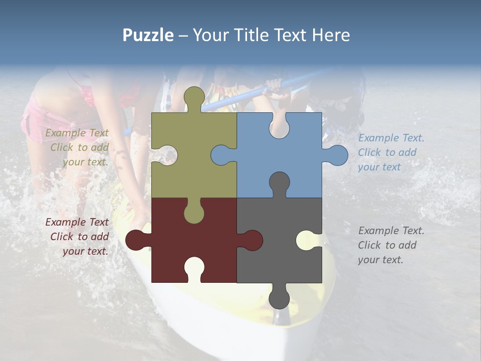 White Clouds Outside Mixed Race PowerPoint Template