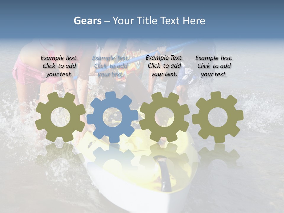 White Clouds Outside Mixed Race PowerPoint Template