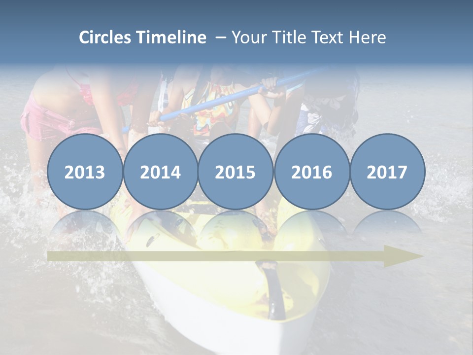 White Clouds Outside Mixed Race PowerPoint Template