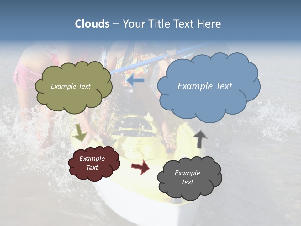 White Clouds Outside Mixed Race PowerPoint Template
