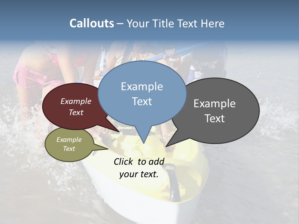 White Clouds Outside Mixed Race PowerPoint Template