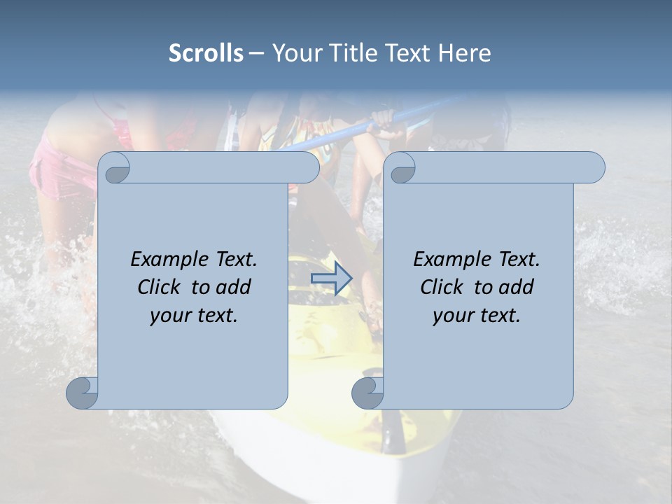 White Clouds Outside Mixed Race PowerPoint Template