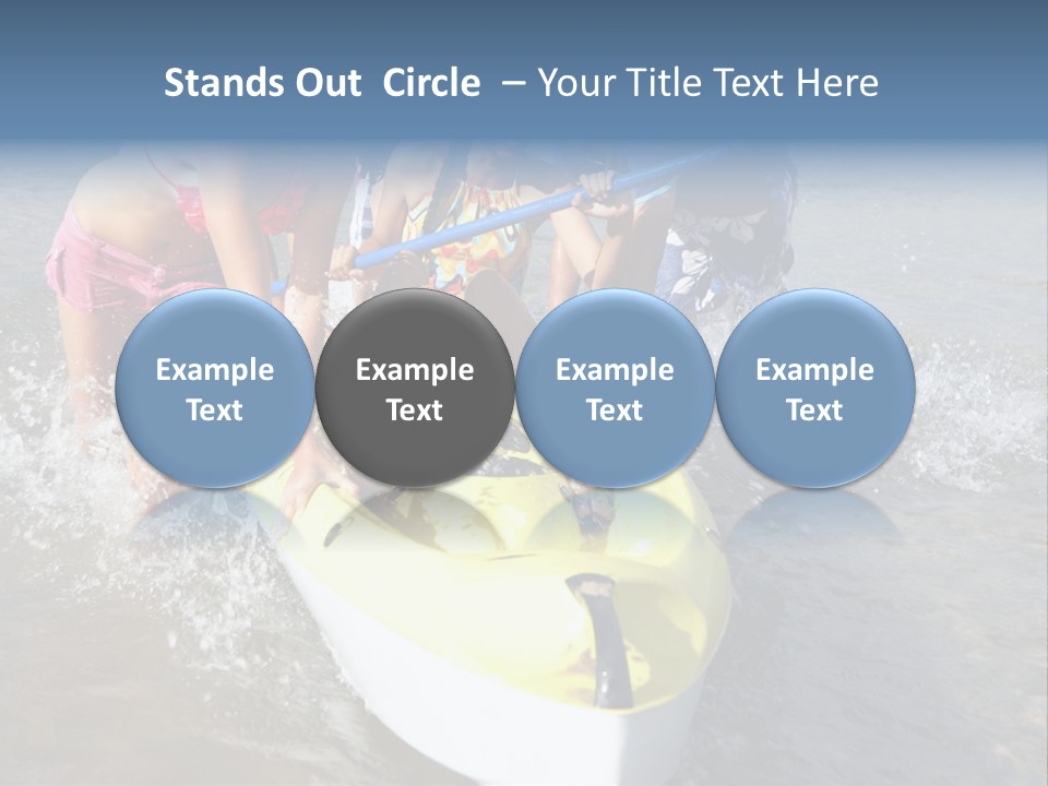 White Clouds Outside Mixed Race PowerPoint Template