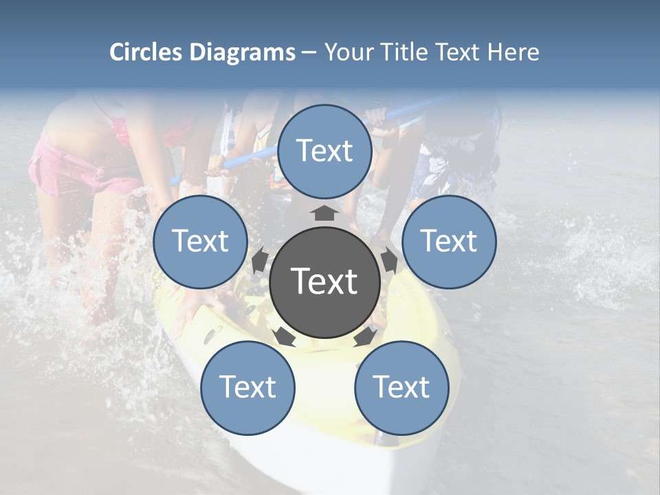 White Clouds Outside Mixed Race PowerPoint Template