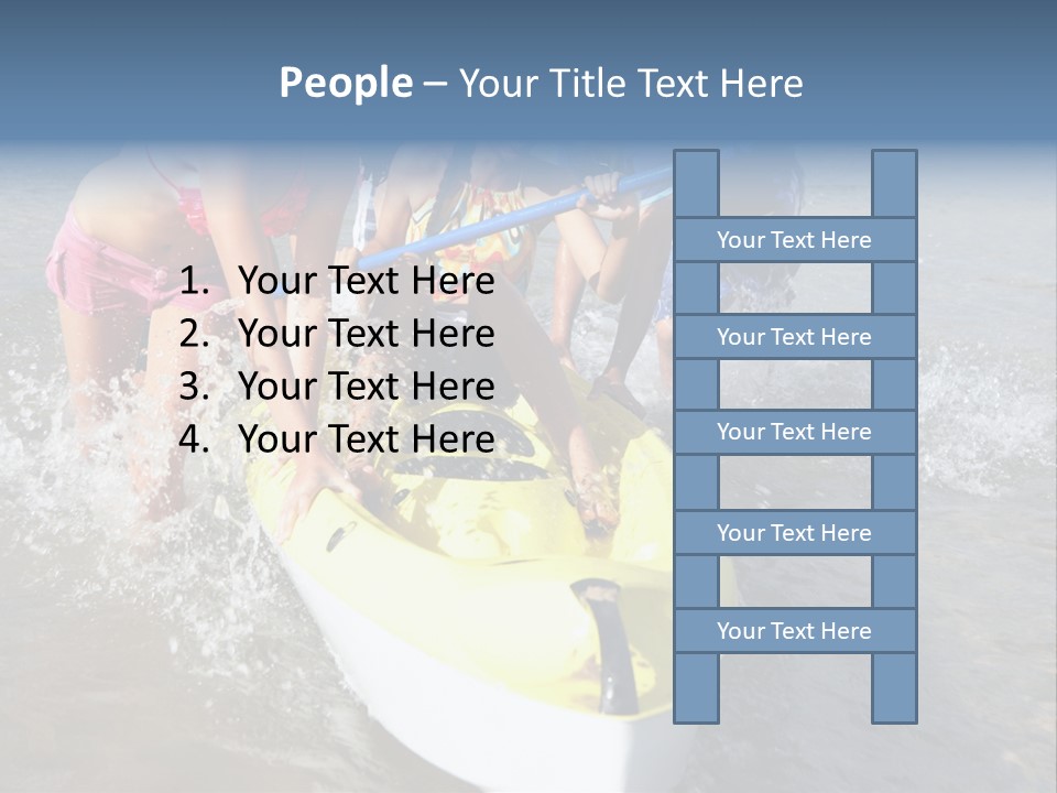 White Clouds Outside Mixed Race PowerPoint Template