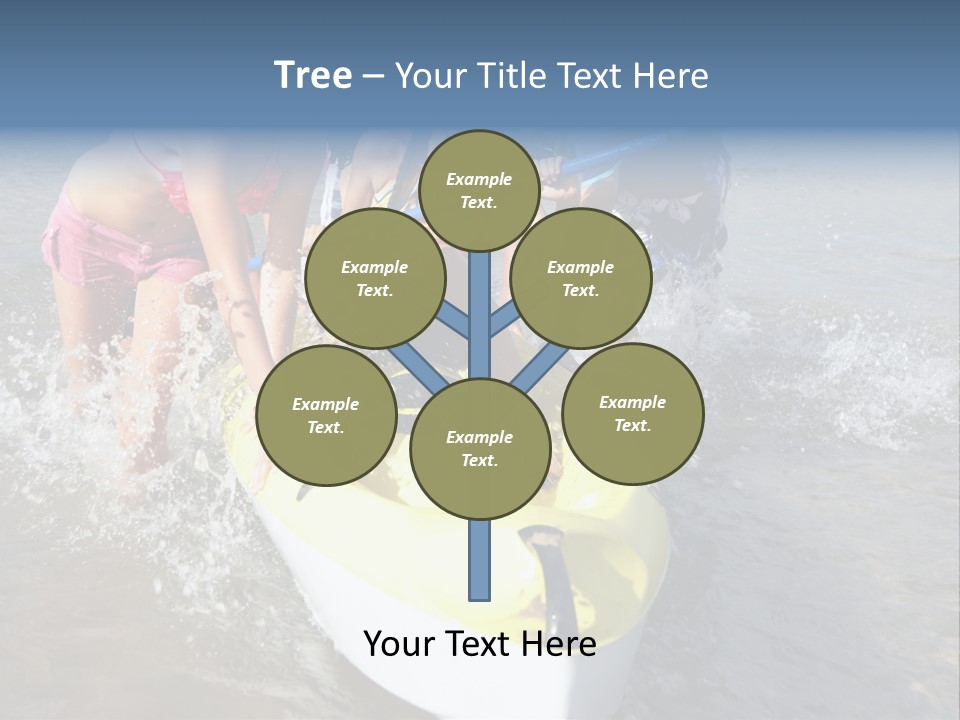 White Clouds Outside Mixed Race PowerPoint Template