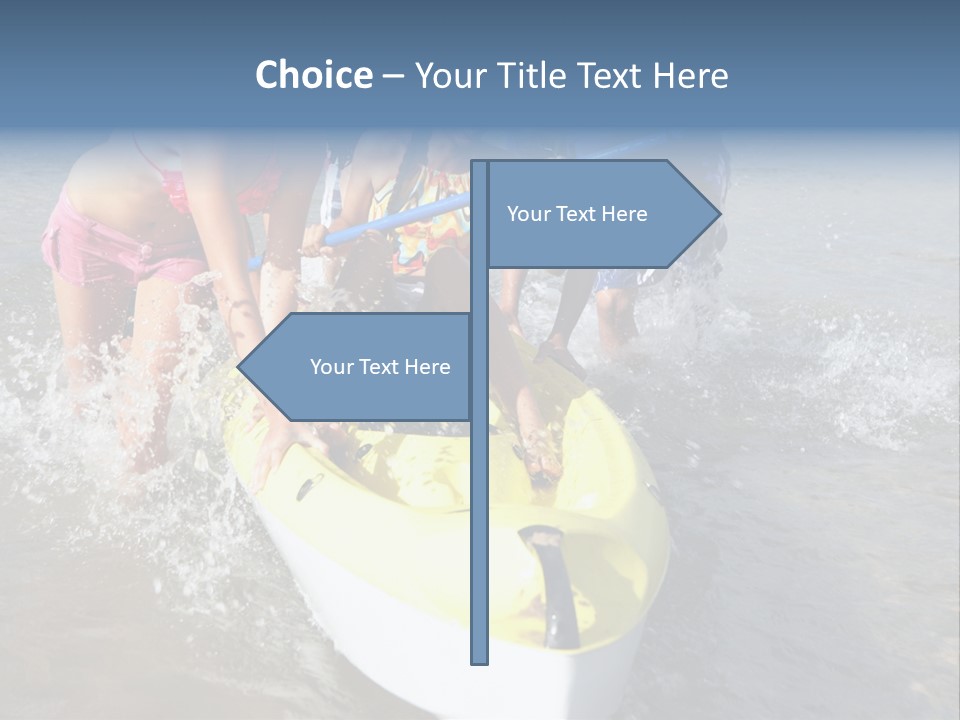 White Clouds Outside Mixed Race PowerPoint Template