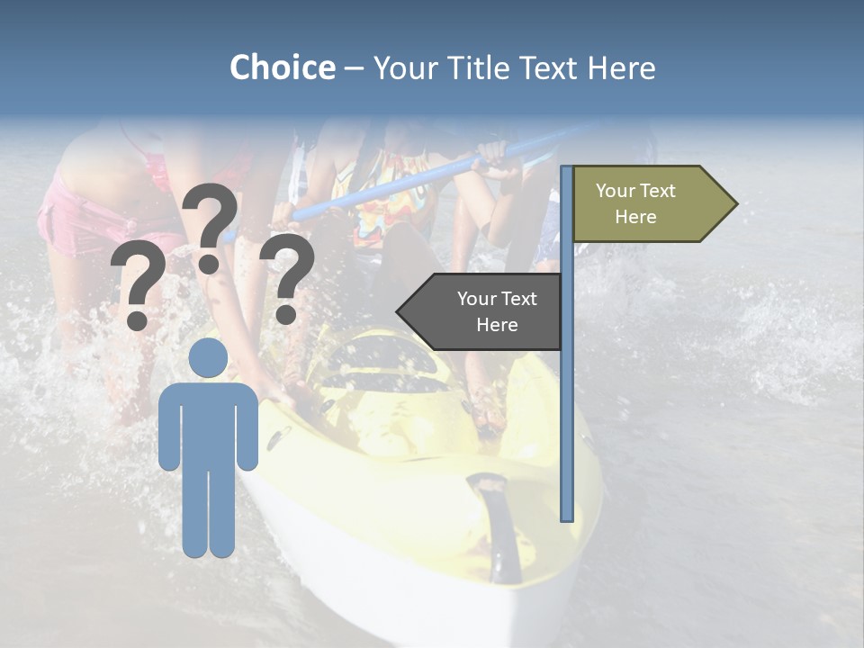 White Clouds Outside Mixed Race PowerPoint Template