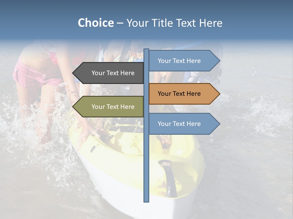 White Clouds Outside Mixed Race PowerPoint Template