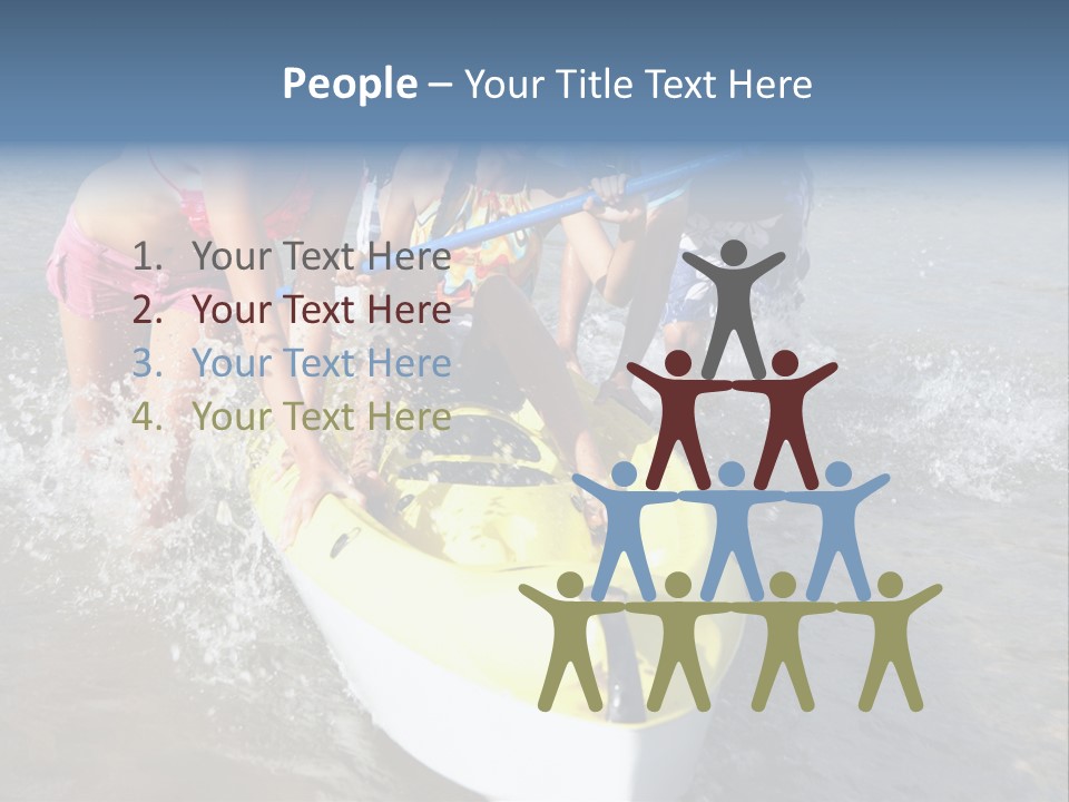 White Clouds Outside Mixed Race PowerPoint Template