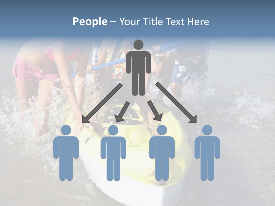 White Clouds Outside Mixed Race PowerPoint Template