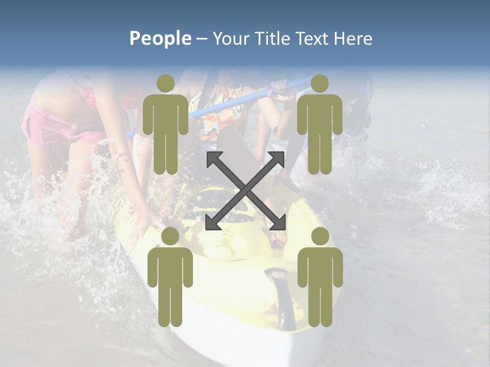 White Clouds Outside Mixed Race PowerPoint Template