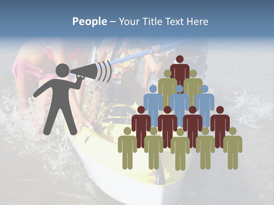 White Clouds Outside Mixed Race PowerPoint Template