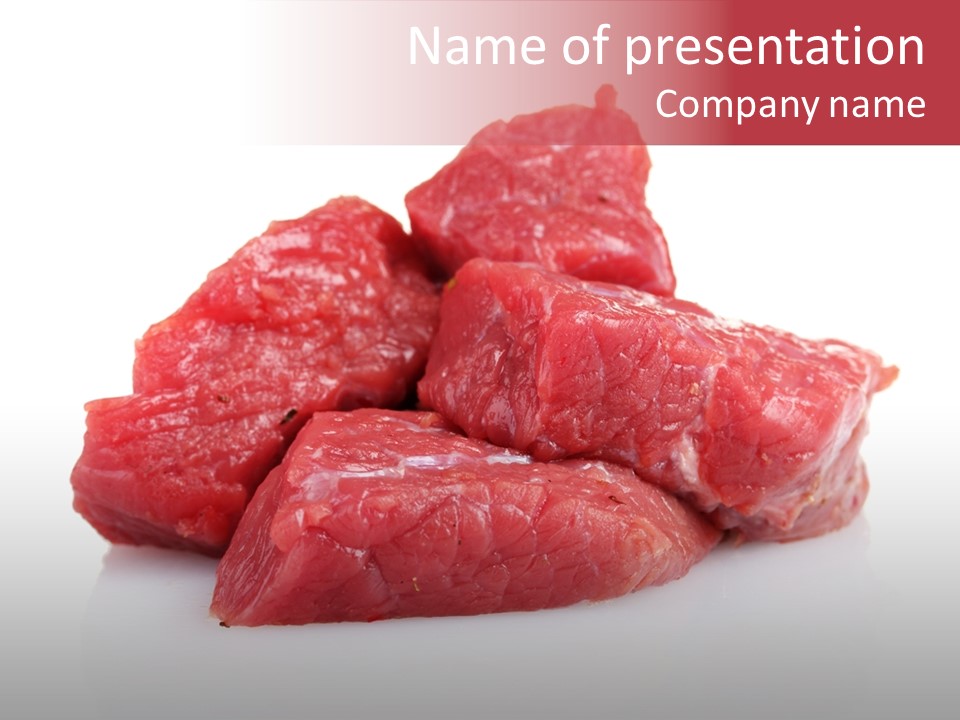 A Pile Of Raw Meat Sitting On Top Of A White Table PowerPoint Template