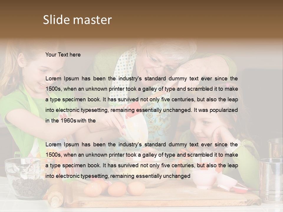 A Woman And Two Young Girls Mixing Eggs In A Bowl PowerPoint Template