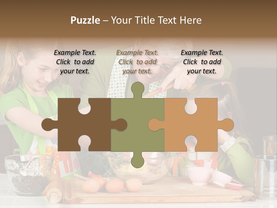 A Woman And Two Young Girls Mixing Eggs In A Bowl PowerPoint Template