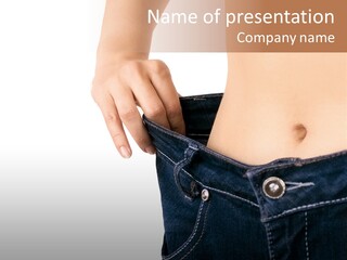 A Woman's Stomach Is Shown In A Pair Of Jeans PowerPoint Template