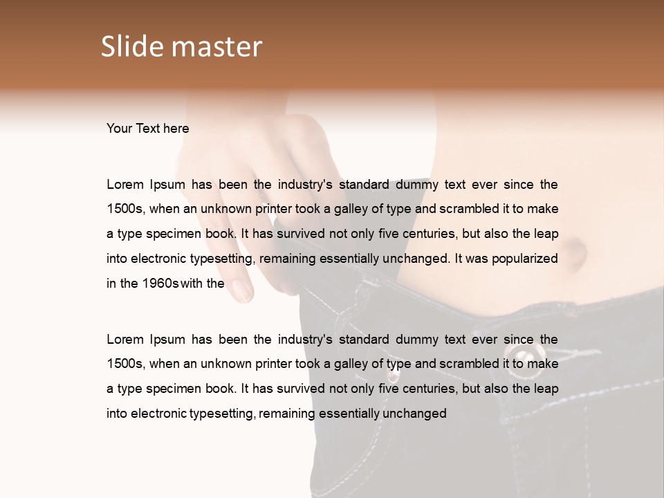 A Woman's Stomach Is Shown In A Pair Of Jeans PowerPoint Template