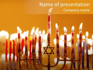 Seasonal Menorah Traditional PowerPoint Template