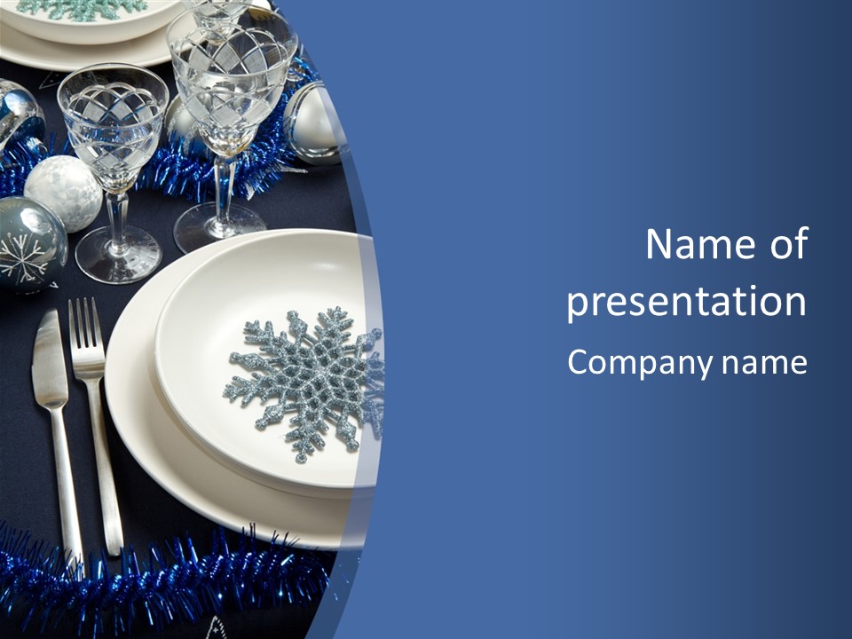 Closeup Beautiful Christmas Table PowerPoint Template