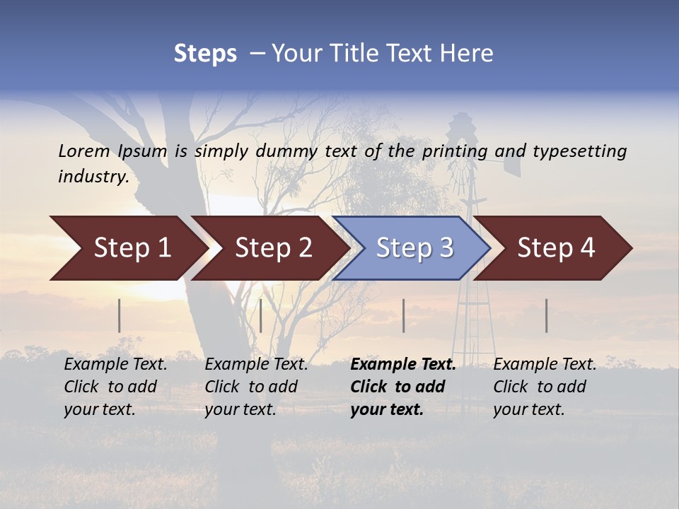 A Windmill And A Tree With The Sun Setting In The Background PowerPoint Template