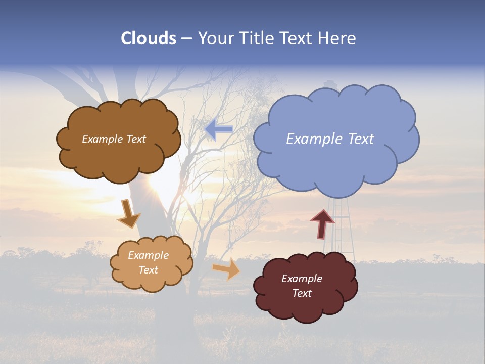 A Windmill And A Tree With The Sun Setting In The Background PowerPoint Template