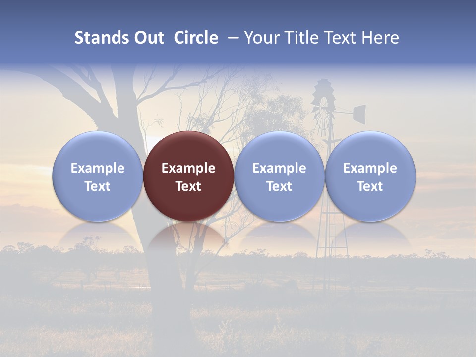 A Windmill And A Tree With The Sun Setting In The Background PowerPoint Template