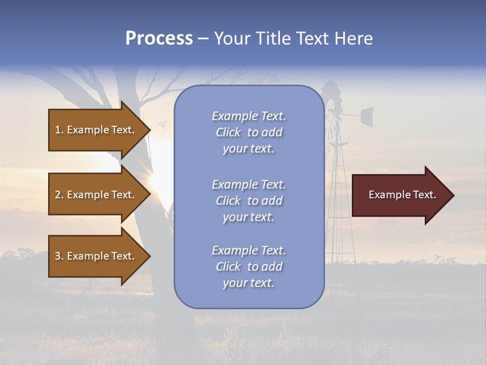 A Windmill And A Tree With The Sun Setting In The Background PowerPoint Template