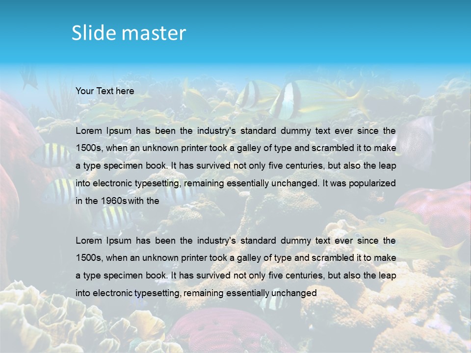 Caribbean Sea Shoal Of Fish Under Sea PowerPoint Template