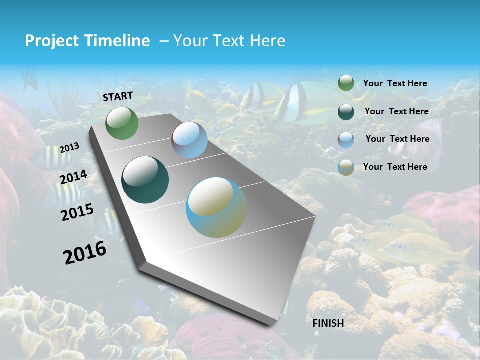 Caribbean Sea Shoal Of Fish Under Sea PowerPoint Template