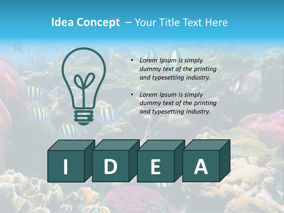 Caribbean Sea Shoal Of Fish Under Sea PowerPoint Template