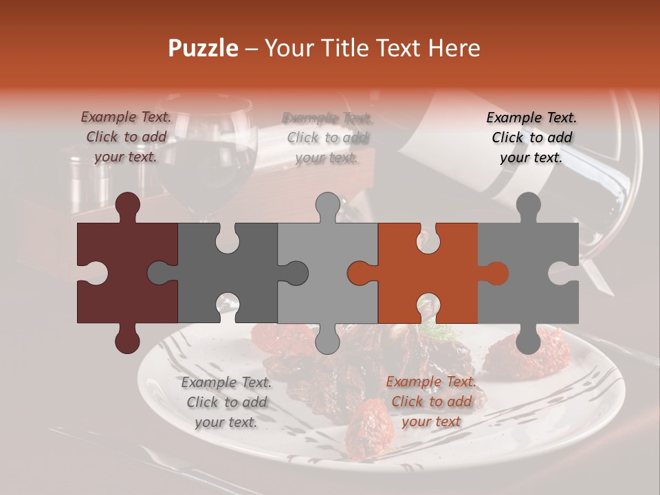A Plate Of Food And A Bottle Of Wine On A Table PowerPoint Template
