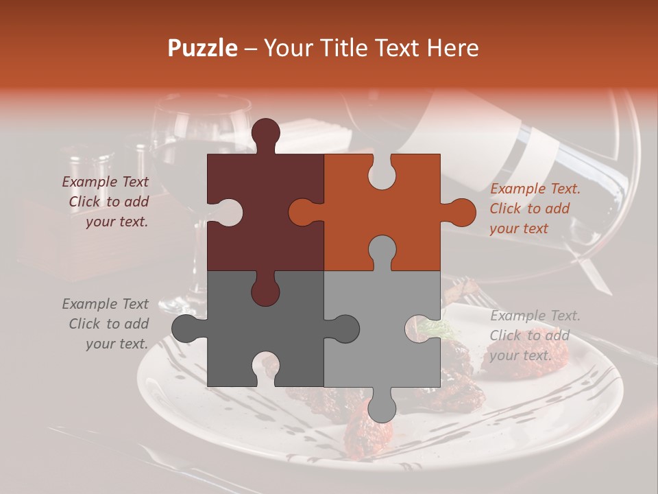 A Plate Of Food And A Bottle Of Wine On A Table PowerPoint Template