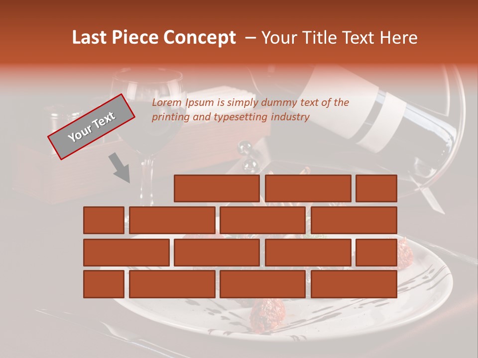 A Plate Of Food And A Bottle Of Wine On A Table PowerPoint Template