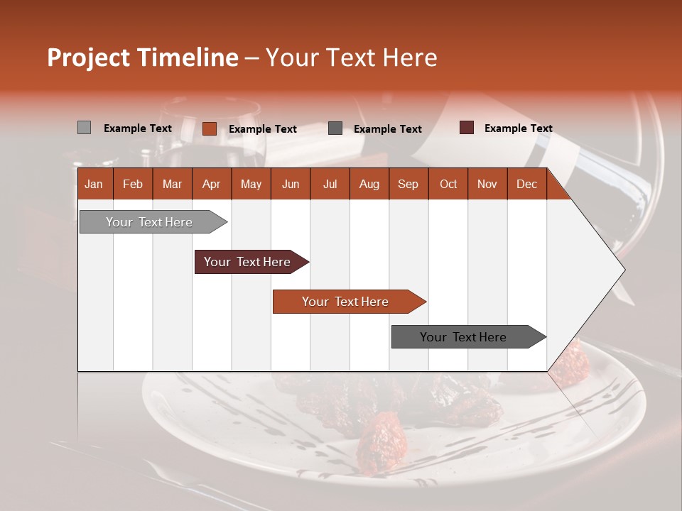 A Plate Of Food And A Bottle Of Wine On A Table PowerPoint Template