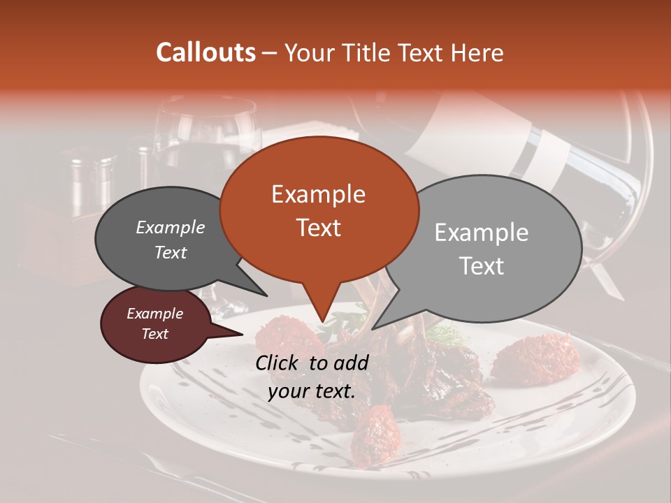 A Plate Of Food And A Bottle Of Wine On A Table PowerPoint Template