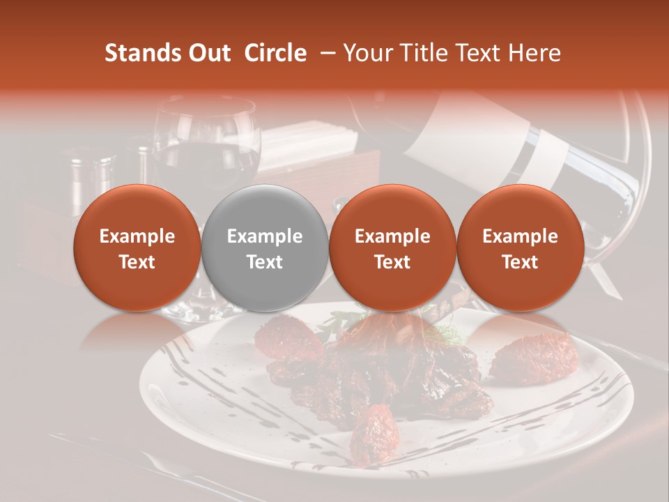 A Plate Of Food And A Bottle Of Wine On A Table PowerPoint Template