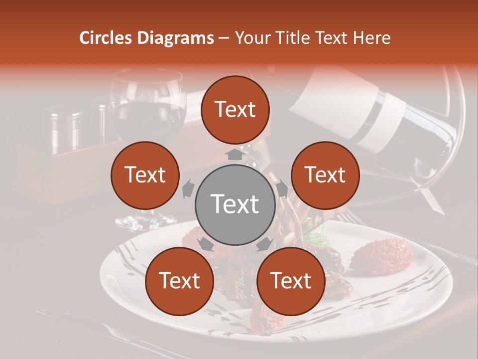 A Plate Of Food And A Bottle Of Wine On A Table PowerPoint Template