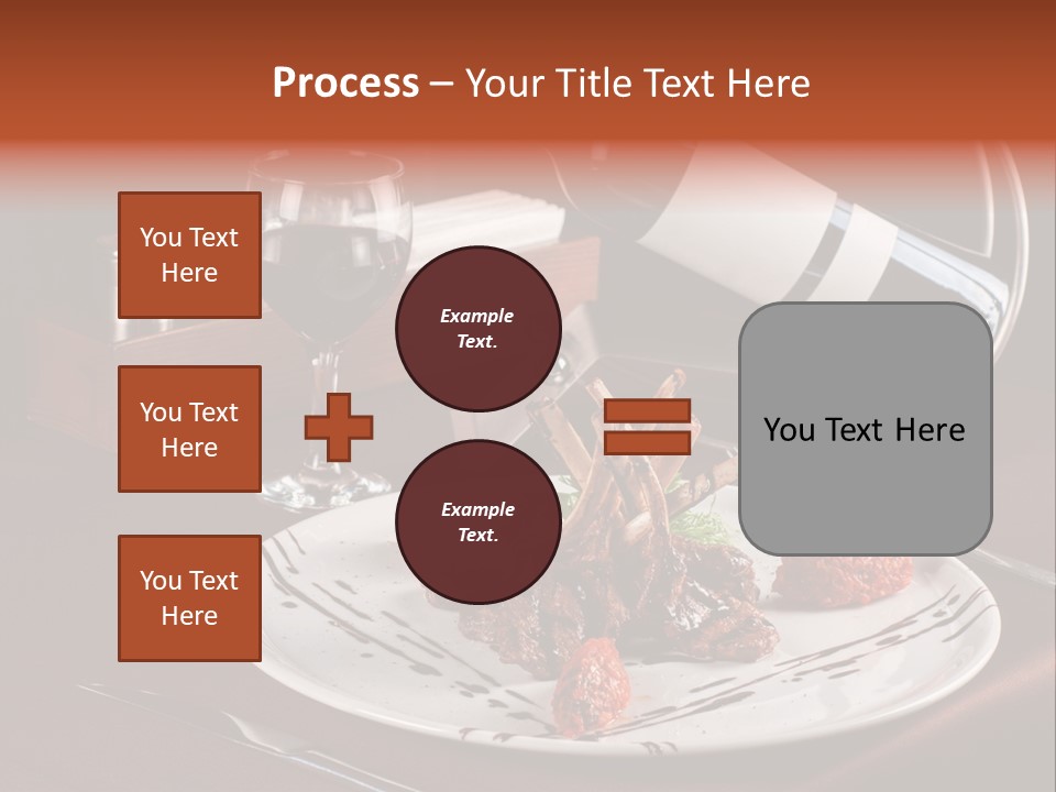 A Plate Of Food And A Bottle Of Wine On A Table PowerPoint Template