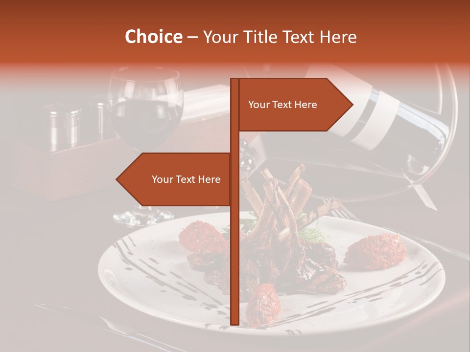 A Plate Of Food And A Bottle Of Wine On A Table PowerPoint Template