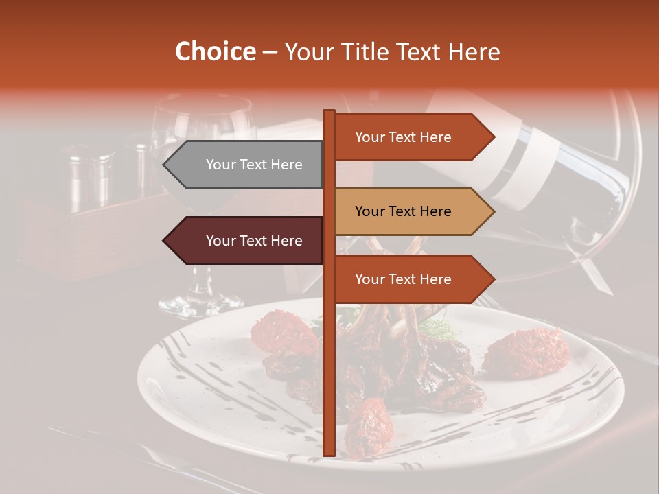 A Plate Of Food And A Bottle Of Wine On A Table PowerPoint Template