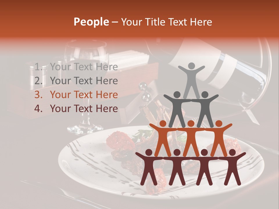 A Plate Of Food And A Bottle Of Wine On A Table PowerPoint Template