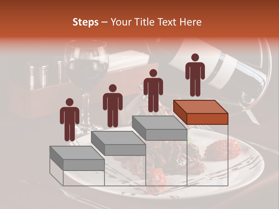 A Plate Of Food And A Bottle Of Wine On A Table PowerPoint Template