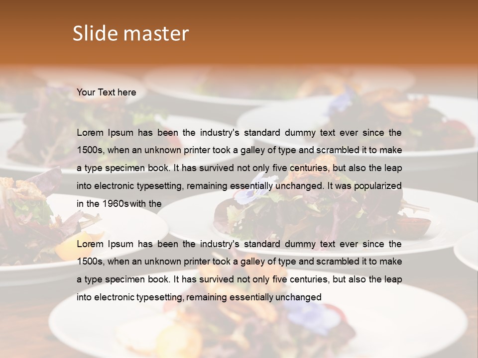 A Table Topped With White Plates Filled With Different Types Of Food PowerPoint Template