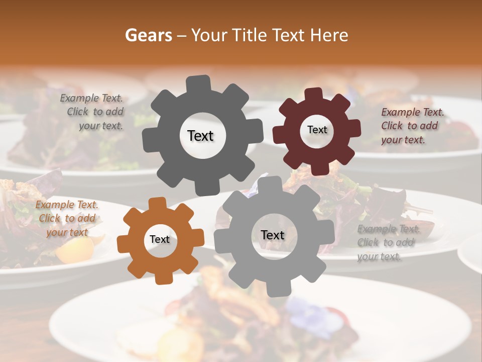 A Table Topped With White Plates Filled With Different Types Of Food PowerPoint Template