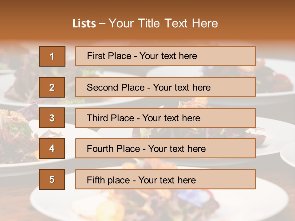 A Table Topped With White Plates Filled With Different Types Of Food PowerPoint Template